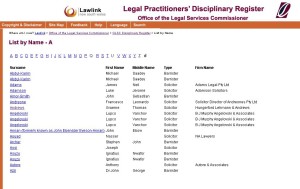 OLSC-legal-Practitioners-Disciplinary-Register