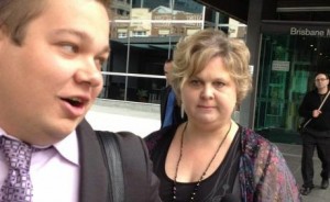 Judy Lorbek outside a Brisbane court at her last appearance.