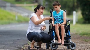 Debbie Waller with her disabled son Keeden. Photo: Quentin Jones